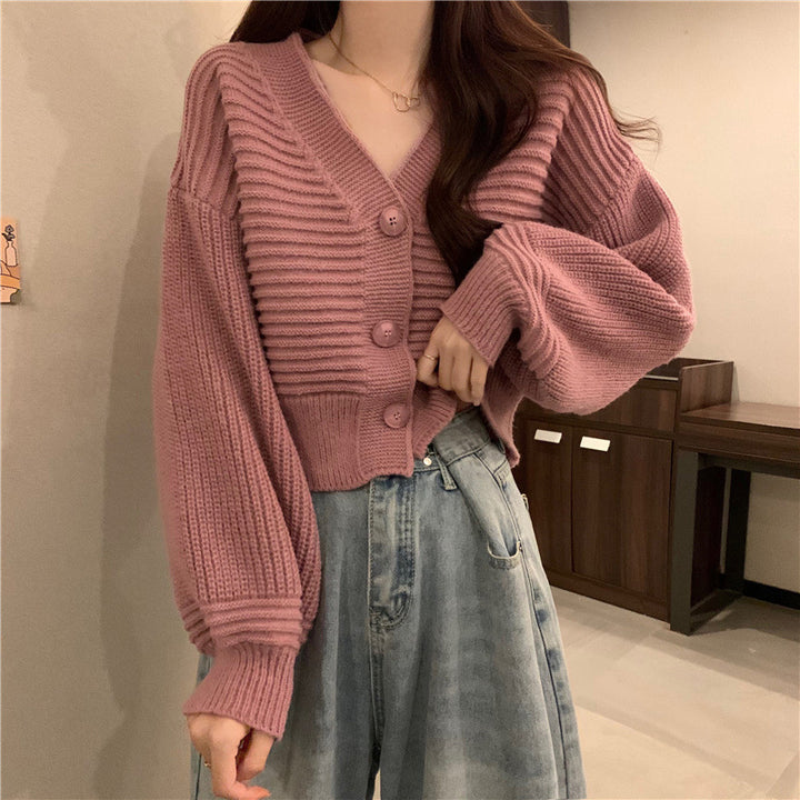 Damen Modischer Strickcardigan mit V-Ausschnitt Drune