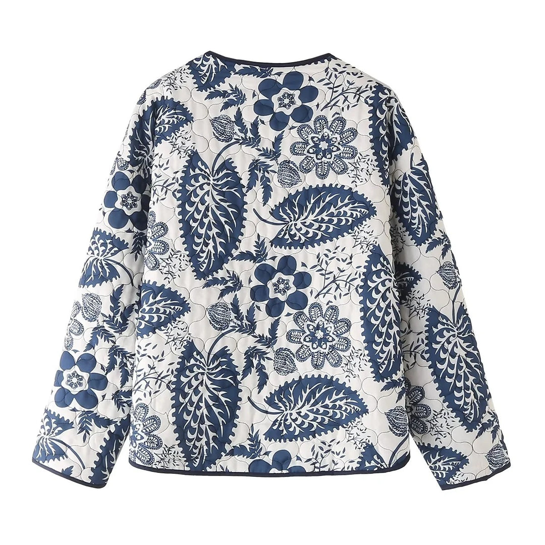 Damen nan gesteppte Kurzjacke im Kimono-Look mit floralem Steppmuster Drune