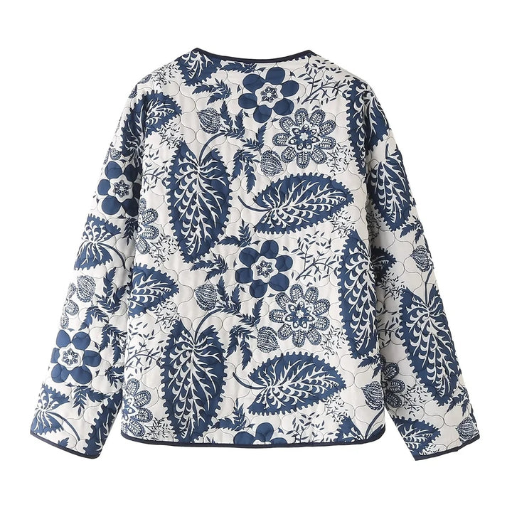 Damen nan gesteppte Kurzjacke im Kimono-Look mit floralem Steppmuster Drune