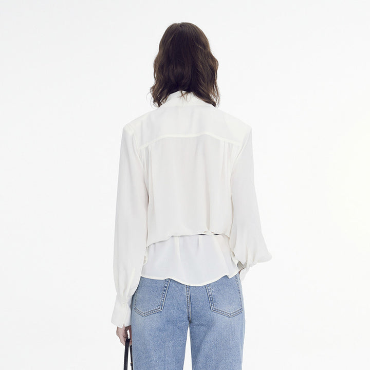 Damen elegante Bluse mit Schluppe und modernen Details Drune
