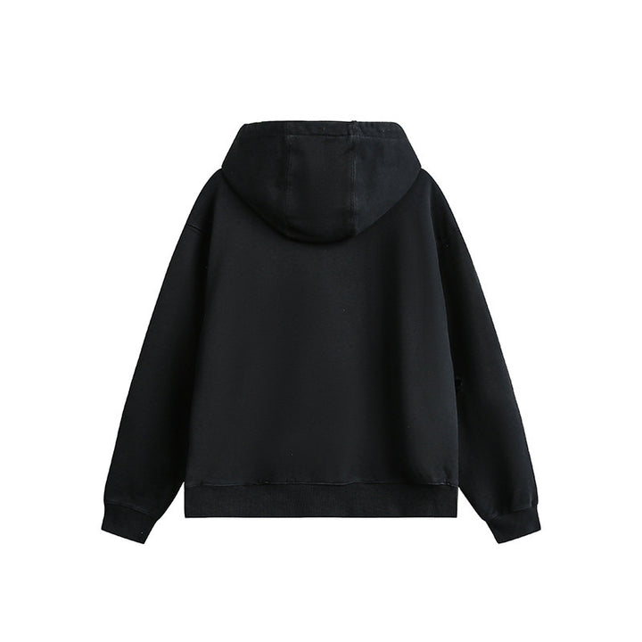 Unisex Oversize-Hoodie mit Distressed-Details, Kängurutasche und gerippten Bündchen Drune