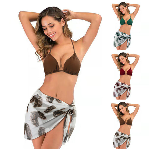 Damen Triangel-Bikini mit verstellbaren Trägern und floralem Sarong Drune