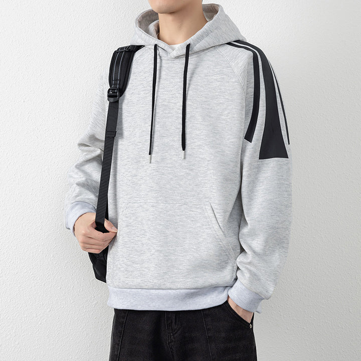 Herren Kapuzenpullover mit Raglanärmeln, Kängurutasche und Kontraststreifen Drune
