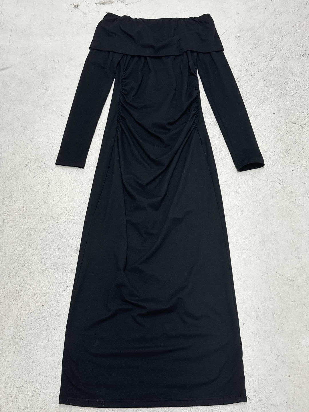 Damen Figurbetontes Off-Shoulder Maxikleid mit langen Ärmeln und geraffter Taillenpartie Drune