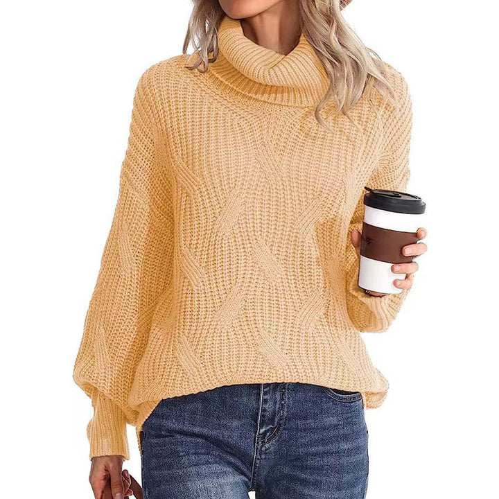 Damen Strickpullover mit hohem Kragen und strukturierter Maschenoptik Drune