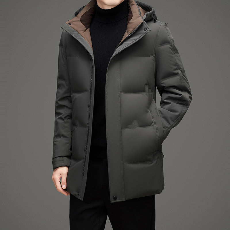 Herren Wattierte Kapuzen-Steppjacke mit verlängertem Schnitt und winddichter Membran Drune