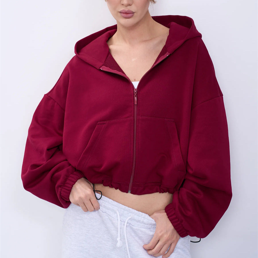 Damen Modischer cropped Zip-Hoodie Drune
