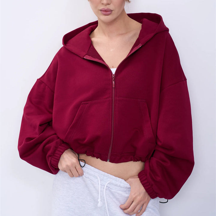 Damen Modischer cropped Zip-Hoodie Drune