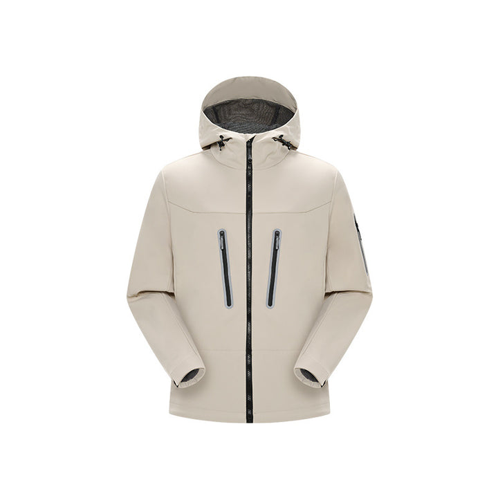 Herren Multifunktions-Softshelljacke mit ergonomischem Wetterschutz, verstellbarer Kapuze und senkrechten Reißverschlusstaschen Drune