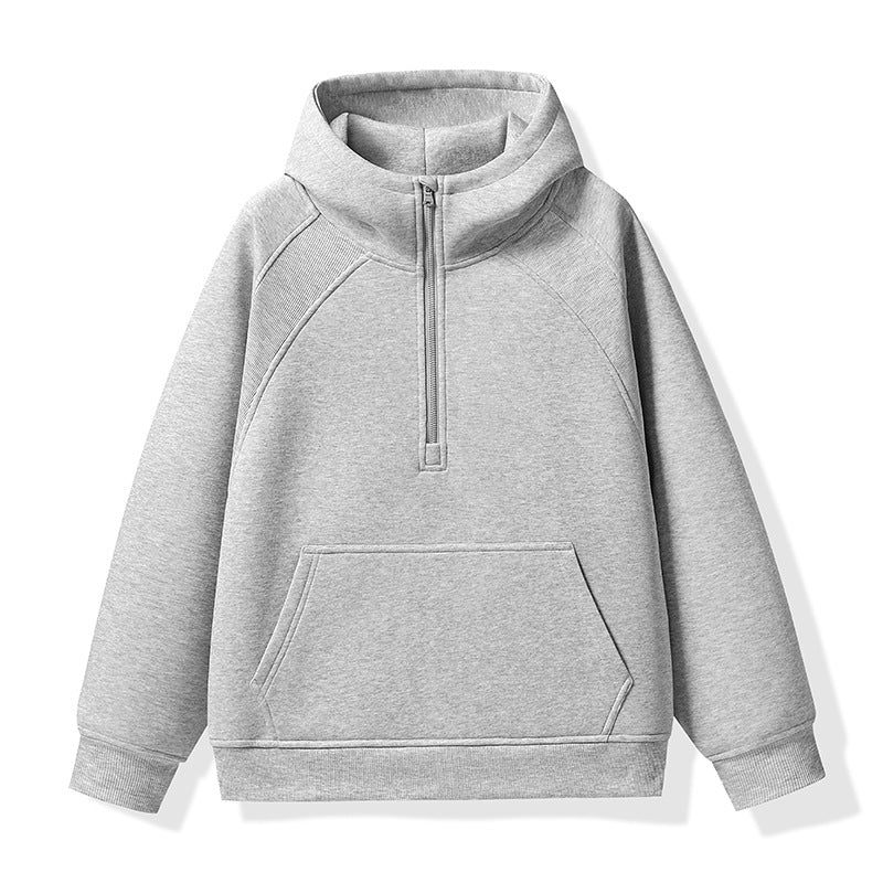 Unisex Halbzip-Kapuzenpullover mit hohem Kragen, Kängurutasche & gerippten Bündchen Drune