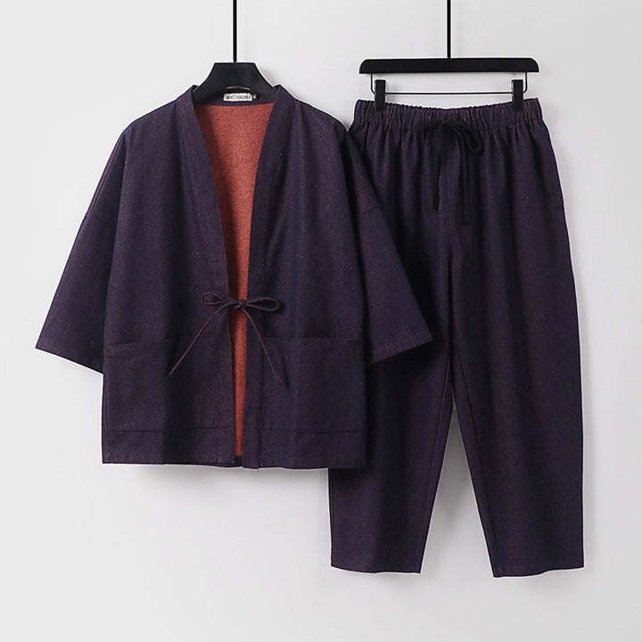 Unisex Kimono-Jacke und lockere Bundhose im Denim-Look Drune