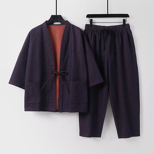 Unisex Kimono-Jacke und lockere Bundhose im Denim-Look Drune