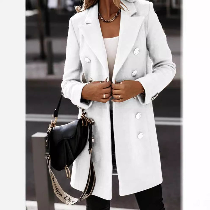 Damen eleganter Wollmantel mit doppelter Knopfleiste Drune