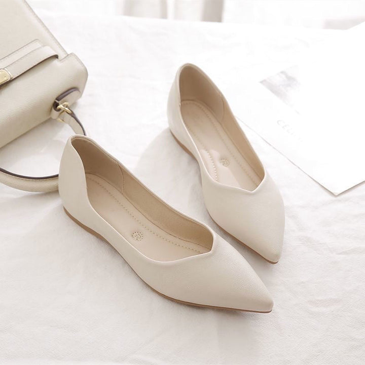 Damen Elegante Ballerinas aus hochwertigem Leder mit modischem V-Ausschnitt Drune