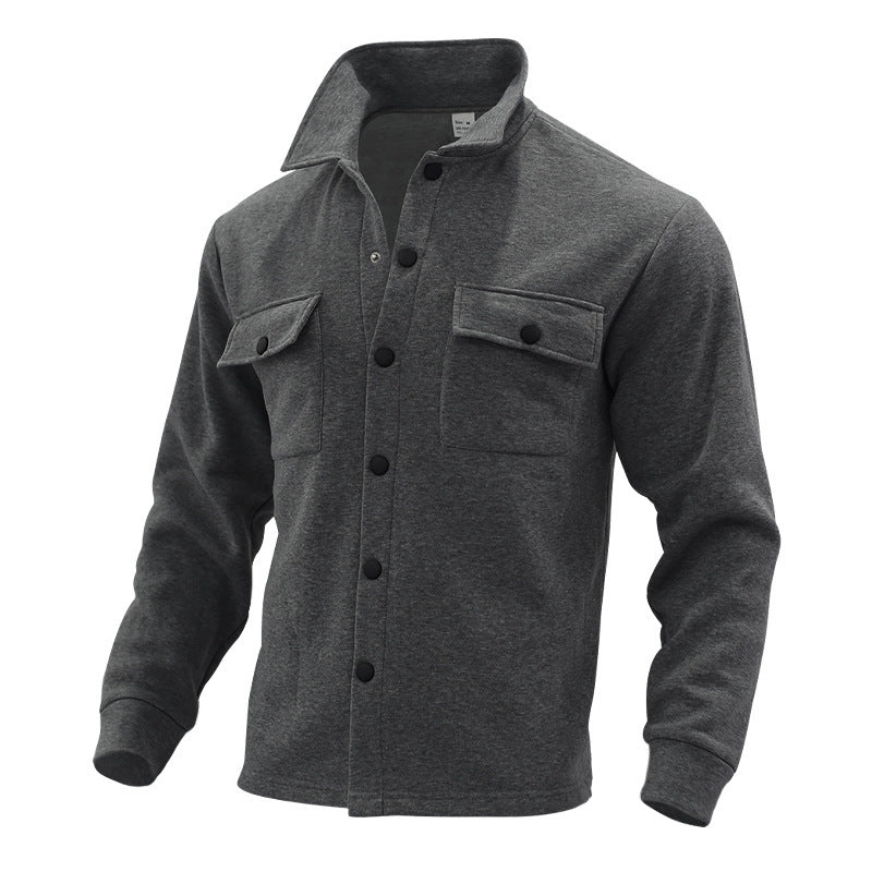 Herren lässige Hemdjacke mit praktischen Taschen und modernem Stehkragen Drune
