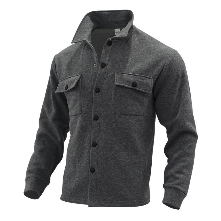 Herren lässige Hemdjacke mit praktischen Taschen und modernem Stehkragen Drune