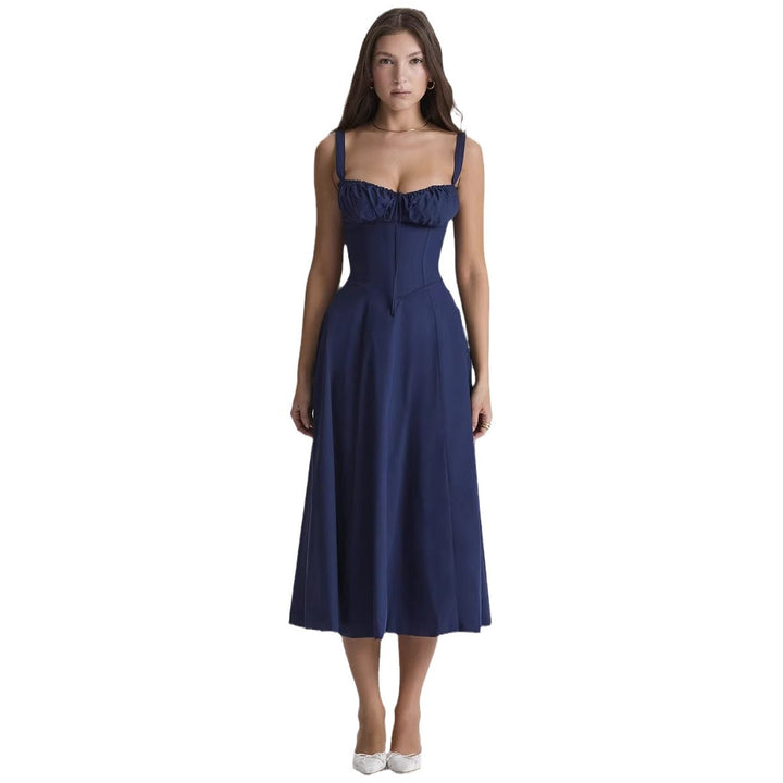 Damen Maxikleid mit gerafftem Oberteil und elegantem Schnitt Drune