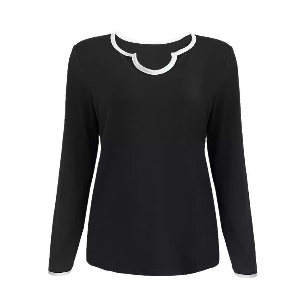 Damen Zweiteiliges Lounge-Set aus weichem Jersey mit V‑Ausschnitt, Langarm-Oberteil und weitem Palazzohosenbein Drune