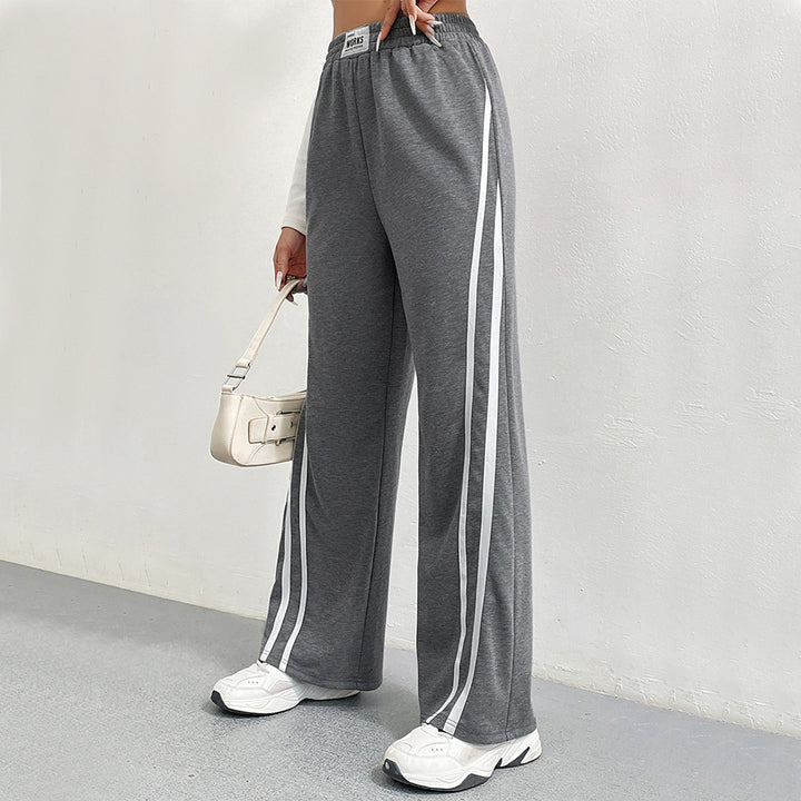 Damen Sportliche Freizeithose mit weitem Schnitt und kontrastierenden Streifen Drune