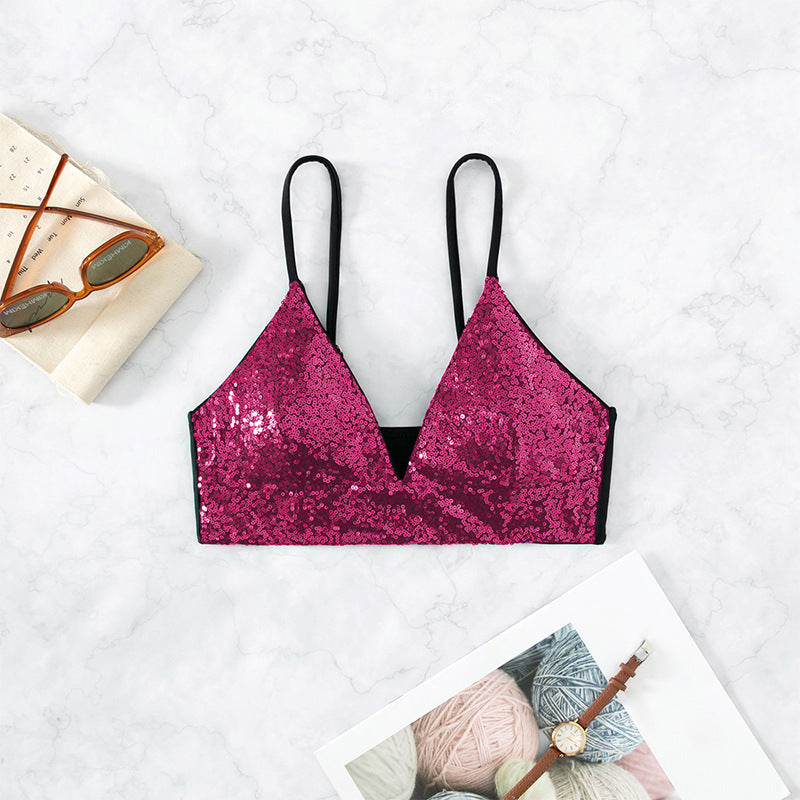Damen Pailletten Triangle Bralette Drune