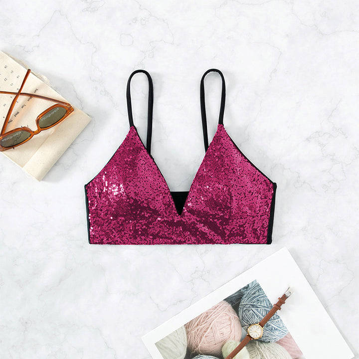 Damen Pailletten Triangle Bralette Drune