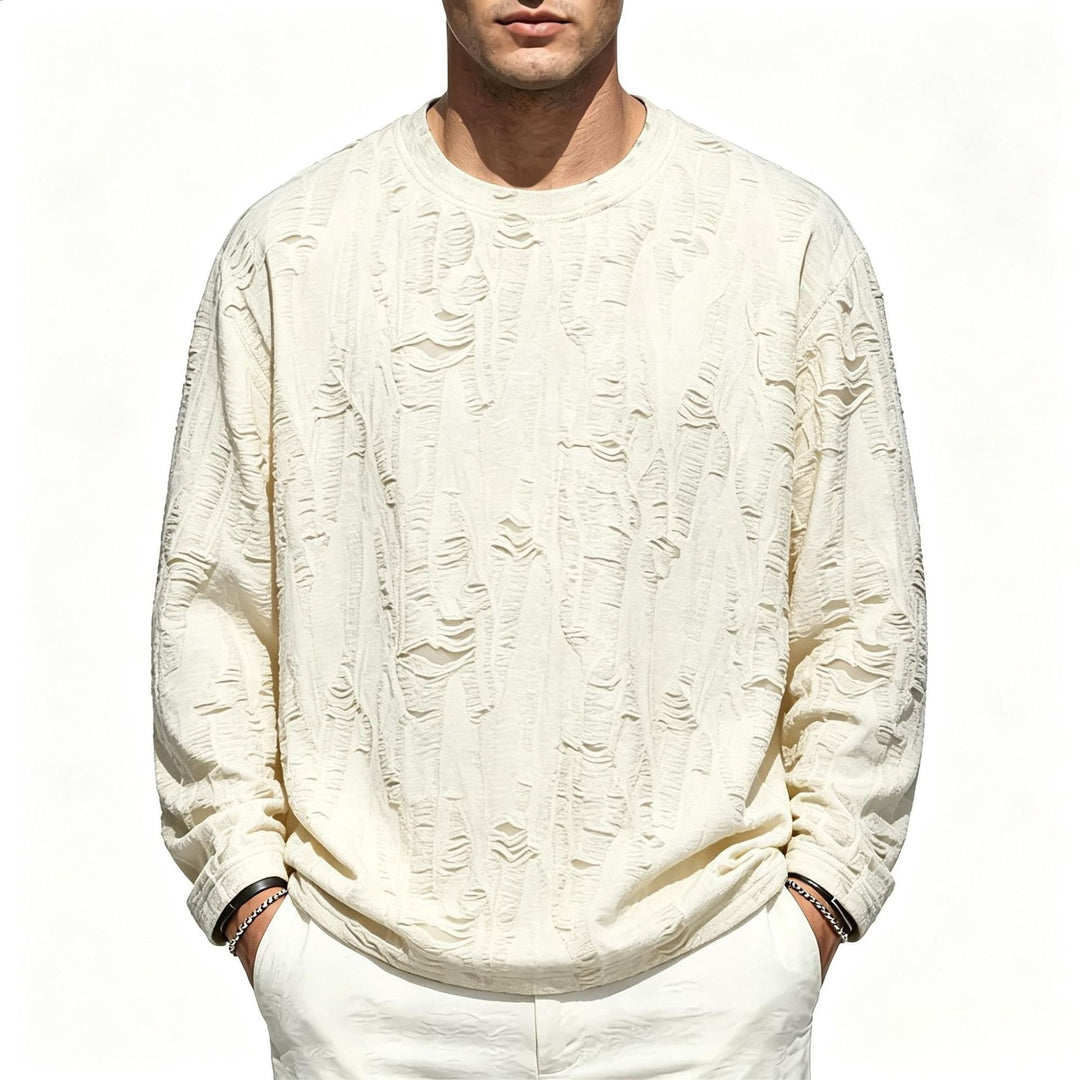 Herren Oversize-Sweatshirt mit ausgefranstem Look und strukturierter Rippoptik Drune