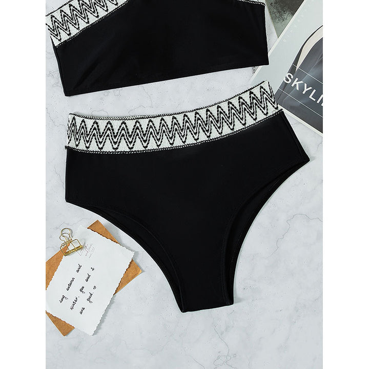Damen Hoch tailliertes Bikini-Set mit elegantem Kreuzträger-Design Drune