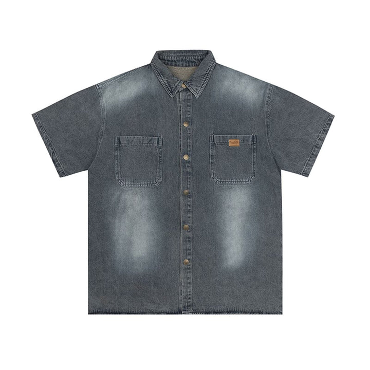 Herren Kurzarm-Denim-Hemd Drune