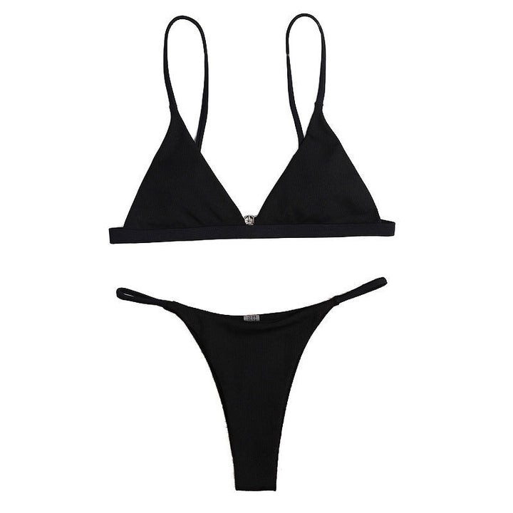 Damen Triangel-Bikinioberteil mit verstellbaren Trägern und glänzendem Material Drune
