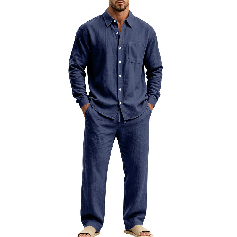 Herren entspanntes Leinen-Hemd und weite Loungewear-Hose Drune