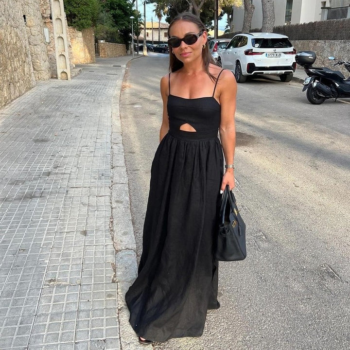 Damen Maxikleid mit hohem Beinausschnitt und raffiniertem Cut-Out Drune