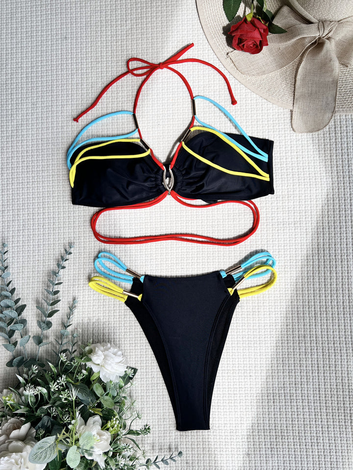 Damen Hochgeschnittener Bikini mit innovativem Schnür-Design Drune