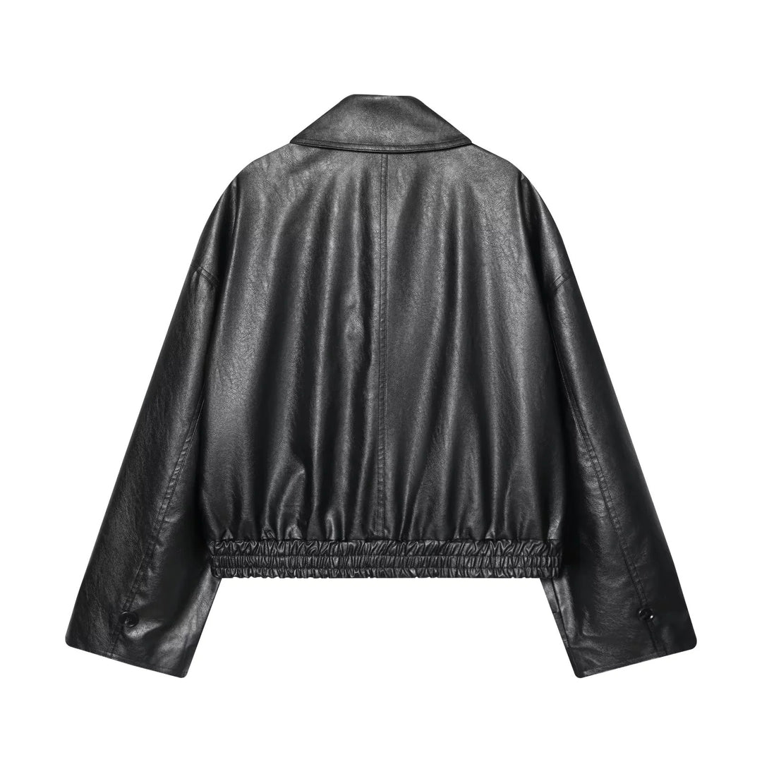 Damen nan cropped Trenchjacke im Oversize-Look aus veganem Lederimitat Drune
