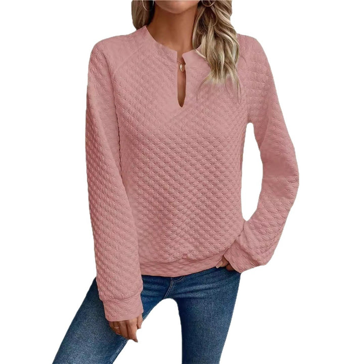 Damen Gesteppter Kuschel-Pullover mit Schlitzkragen Drune