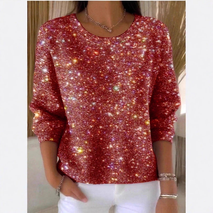 Damen Glitzerpullover mit funkelndem Effekt und weitem Schnitt Drune