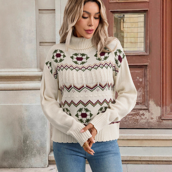 Damen Gemusterter Rollkragenpullover Drune