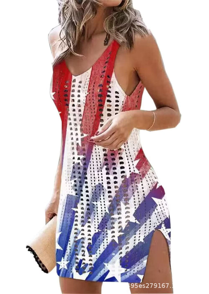 Damen figurbetontes Häkelkleid mit Seitenschlitzen Drune