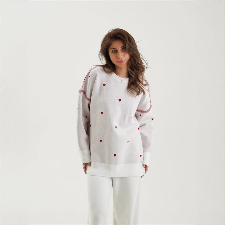 Damen Pullover mit Herzstickerei und lässigem Schnitt Drune
