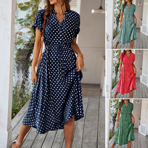 Damen Midikleid mit Punkten Drune