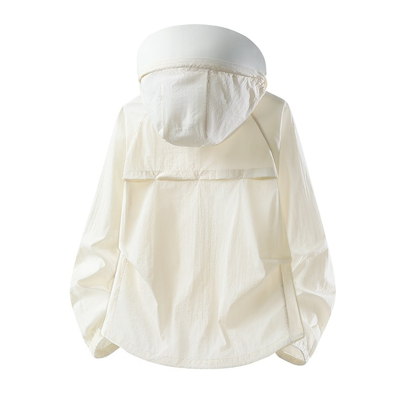 Damen Leichte winddichte Kapuzen‑Übergangsjacke mit verstellbarer Kapuze, Zwei‑Wege‑Reißverschluss & praktischen Klappentaschen Drune