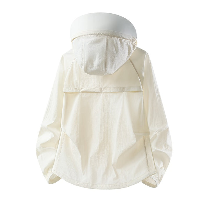 Damen Leichte winddichte Kapuzen‑Übergangsjacke mit verstellbarer Kapuze, Zwei‑Wege‑Reißverschluss & praktischen Klappentaschen Drune
