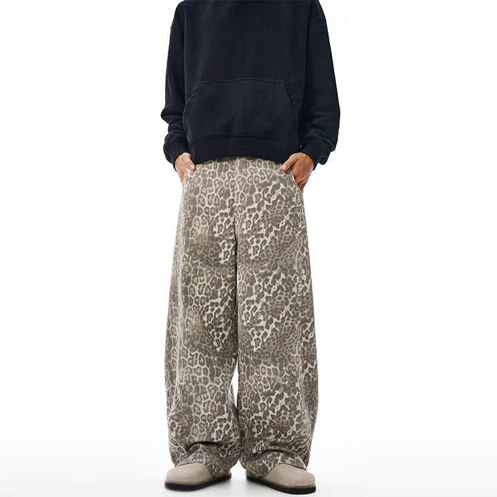 Damen Weite Leoparden-Print Palazzohose aus fließendem Viskose-Mix Drune