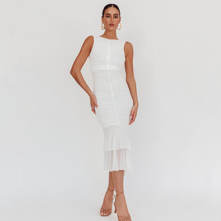 Damen Elegantes Maxikleid mit Rüschendetails Drune
