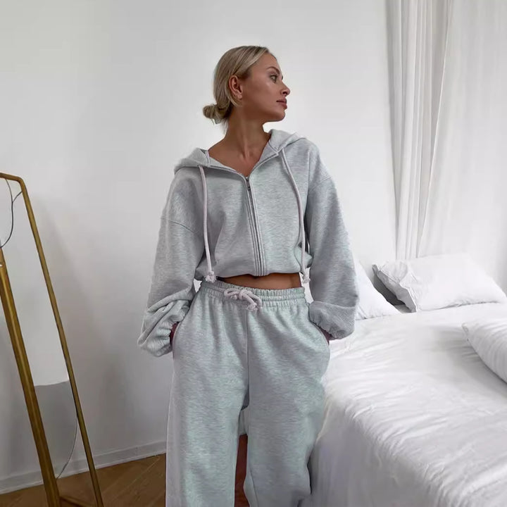 Damen lässiger Hoodie und weit geschnittene Hose Drune