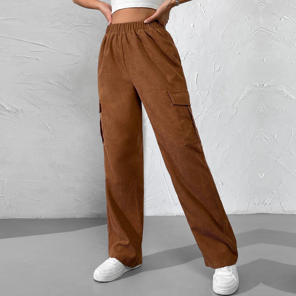 Damen Cargohose aus samtigem Material mit elastischem Bund und praktischen Seitentaschen Drune