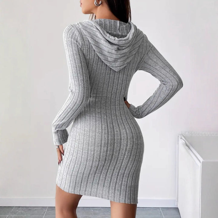 Damen Sweatkleid mit Kapuze und gestreiftem Design Drune