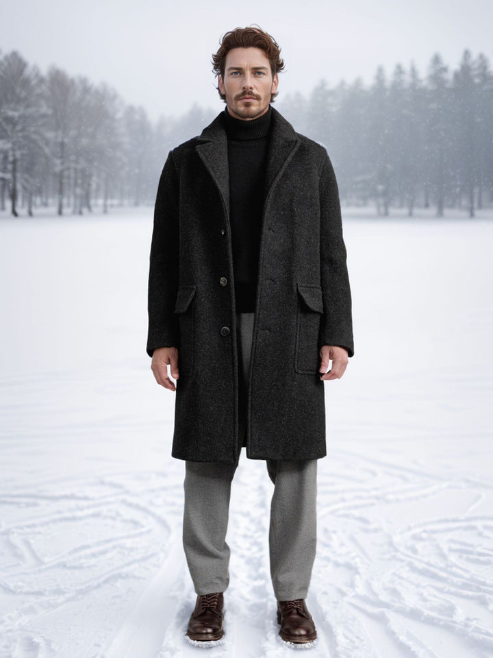 Herren eleganter und wärmer Wintermantel mit doppelter Knopfleiste und praktischen Taschen Drune