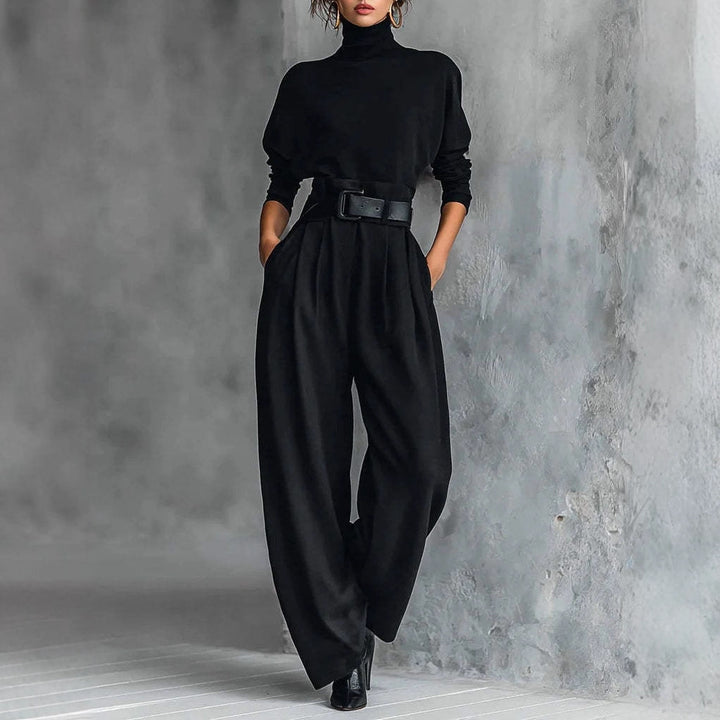 Damen Utility-Jumpsuit mit hohem Kragen und Taillengürtel Drune