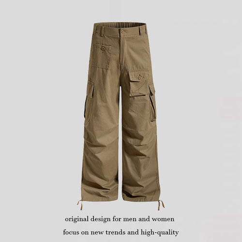 Damen weite Cargo-Hose im Utility-Stil mit Multifunktions-Taschen und Saum-Tunnelzug Drune
