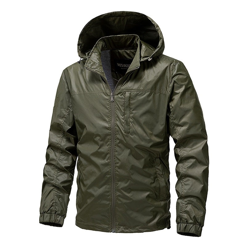 Herren Leichte wasserabweisende Kapuzen‑Windjacke mit Thermofutter & Brusttasche Drune